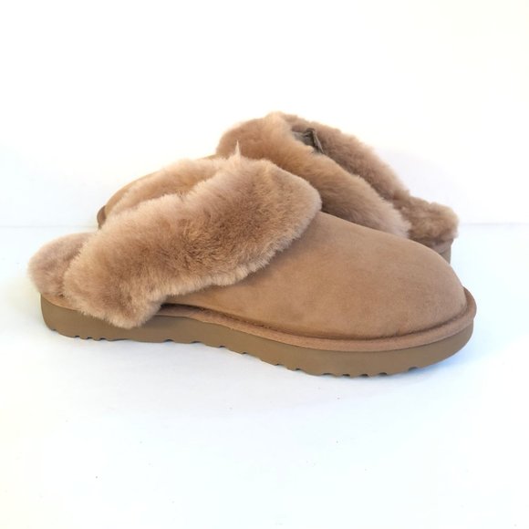 UGG WOMEN CLASSIC SLIPPER II CHESTNUT SHEARLING LINED SUEDE SHOES US 9 - Picture 2 of 5